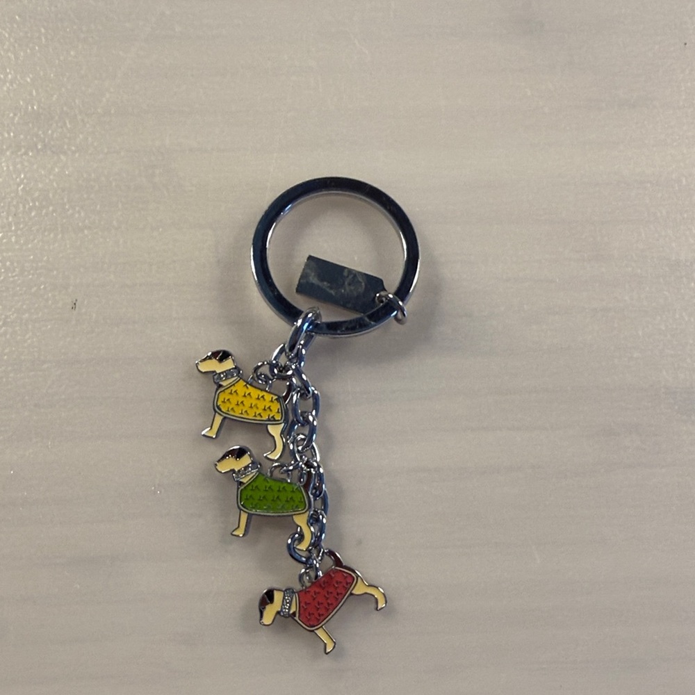 Coach Dog Charm Keychain with Colorful Sweaters (missing 2 dogs) w/ original box